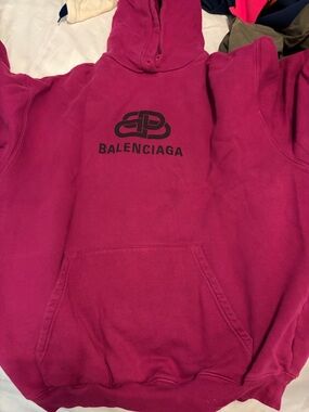 Balenciaga Fuchsia Logo Pullover Hoodie